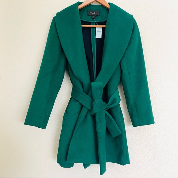 NEW Ann Taylor Shawl Collar Belted Wrap Coat in Fresh Evergreen SP - Picture 11 of 15